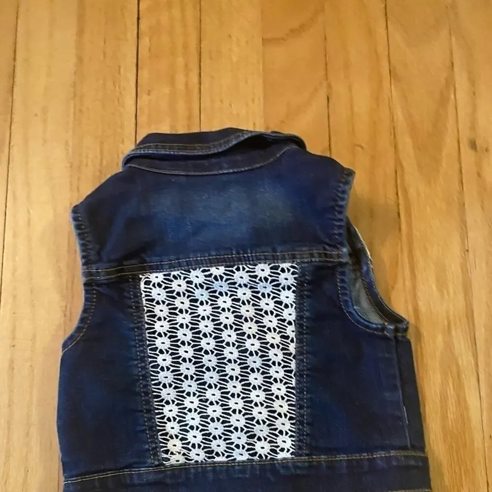 OSHKOSH GIRLS JEAN FULL SNAP VEST SIZE 3T MINT